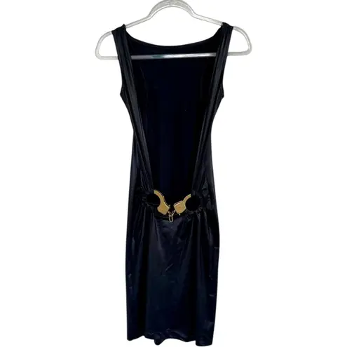Jennifer Grace Faux Leather Gold Handcuff Bodycon Police Dress Club Festival S/M