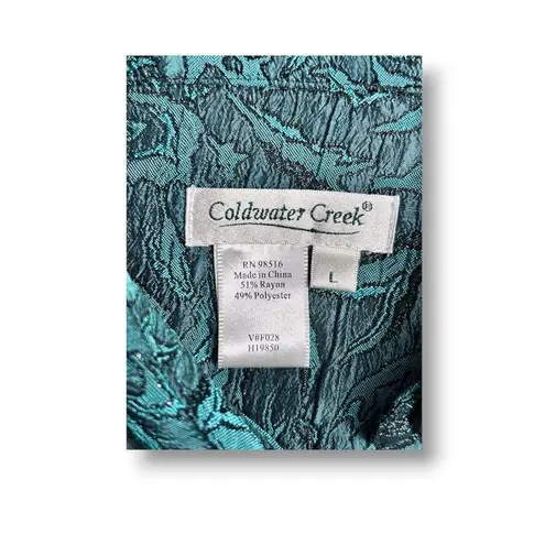 Coldwater Creek Vintage Turquoise Jacquard Jacket Textured Blazer Retro Artsy L