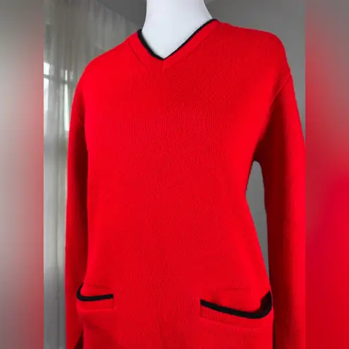 Vintage ‘70s Barclay Red & Black Double Knit V