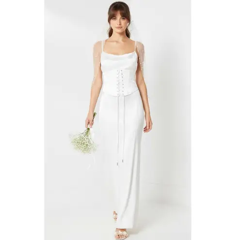 Elliatt Evangeline Corset Satin Gown, Ivory, XS