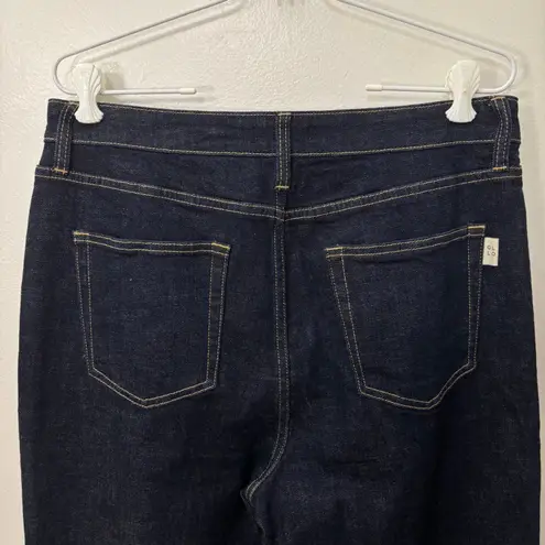Oliver Logan  Cropped Jeans‎ Size 33w X 27L Raw Hem Dark Wash Denim Modern Fit