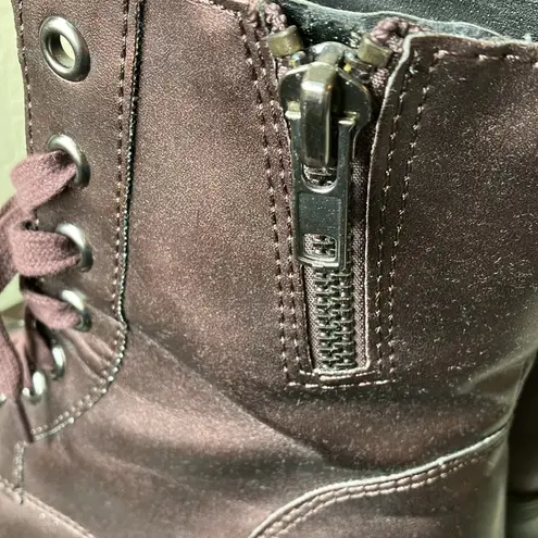 Call it spring NWOT:  Burgundy Motorcycle Boots- Size 9