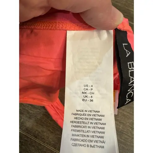 La Blanca Island Goddess Shirred Band Hipster Bottom - Coral Reef Size 4