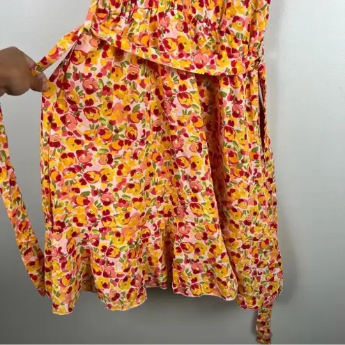 Beautiful NEW Orange Floral Mini Dress Halter‎ Small Side Zip Retro, Size Small