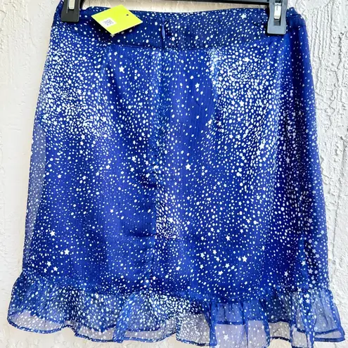 by the way. Galaxy Stay Semi Sheer Ruffle Hem A-Line Mini Dress Blue Womens Small