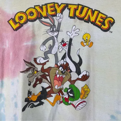 Looney Tunes Gang Size Medium Tie Dye Pastel Graphic Long Sleeve Crop To Y2K