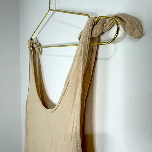 Hilomirics Large Beige Sleeveless Romper Summer Casual Lightweight Boho Style