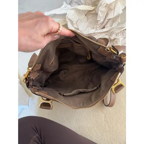 Chloé Chloe Marcie Medium Double Carry Satchel Bag in Grained Leather in Nut