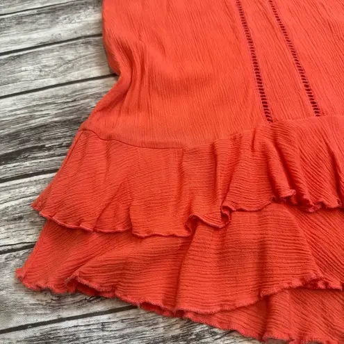 John Paul Richard Women's Ruffle Tank Top Salmon Coral Orange XL Extra Large Tie