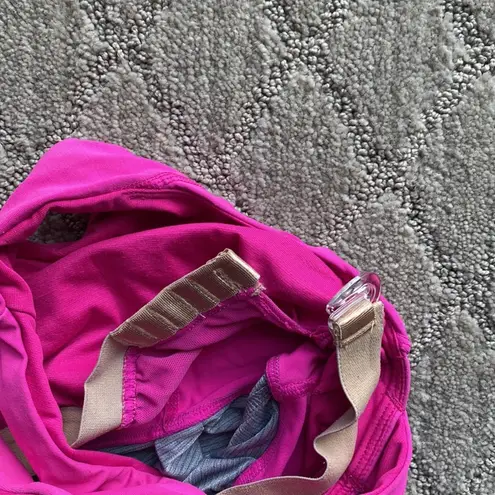 Lululemon  pink grey shelf bra draw string hem size 8 athletic workout exercise