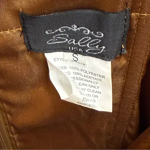 Sally USA Vintage Y2K Copper Satin Rhinestone Brown Strapless Formal Gown