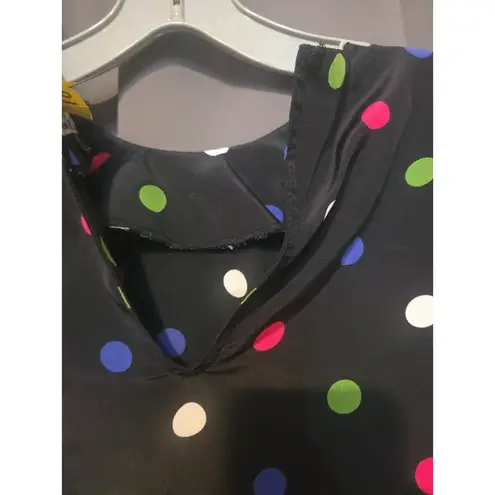 Kasper for A.S.L Polka Dot Shirt, Women's Size 6 Short Sleeve Blouse Office Wear Black