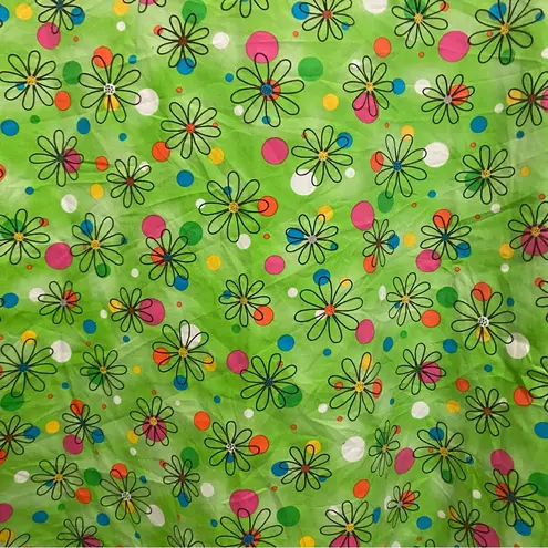 HQ Scrubs Womens Snap Front Scrub Top XL Bust 50” Green Floral Print Pink Yellow