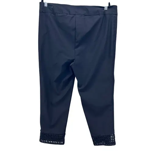 Soft Surroundings Womens Pants Size 1x Black Cropped Pants Crochet Hem Pull On