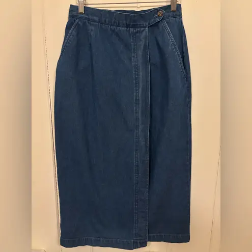 Talbots Vintage 90s or 2000s  Denim Blue Maxi Wrap Skirt - Small / 10P - Image 4