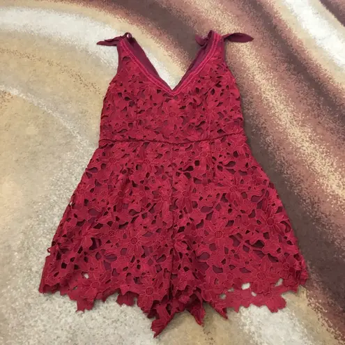 Kendall + Kylie Red lace romper tie straps never worn