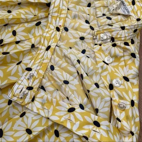 Jaeger Vintage London Yellow Floral 2-Piece Blouson Midi Dress