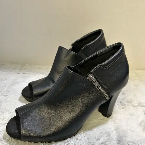 Aerosoles Birdcage Black Peep-Toe Heeled Boots