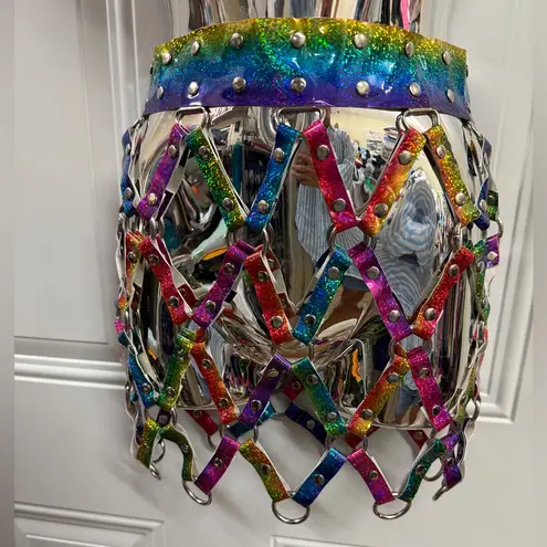 Rainbow Festival Rave Harness Belt sz XS New Pink