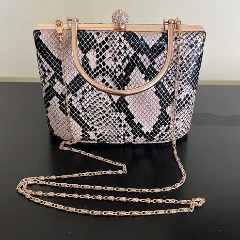 Fashion Snakeskin Evening Top Handle Clutch Purse Chain Shoulder Cross