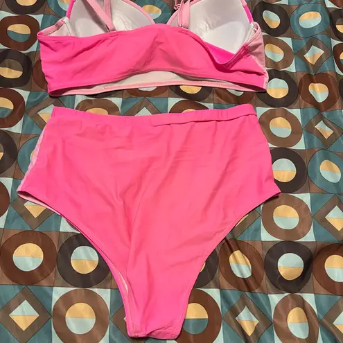 Light Pink pink block pattern LG Bikini Set