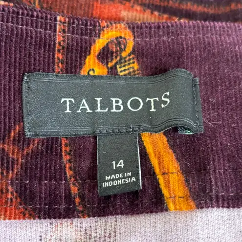 Vintage Y2K Talbots Equestrian Corduroy Mini Skirt Horse Bit Stirrup Print 14 Purple