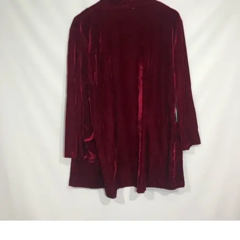 New Amaryllis Velvet Drape Open Front Oversized Burgundy Cardigan Size Medium Red