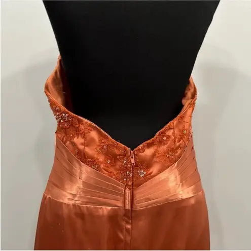 Ciré A Division of Landa Flame Orange Plunge Neck Halter Gown 16 Y2K