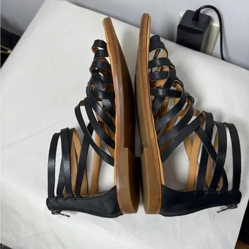 Kork-Ease Palmyra Black Leather Strappy Gladiator Sandal Sz 8