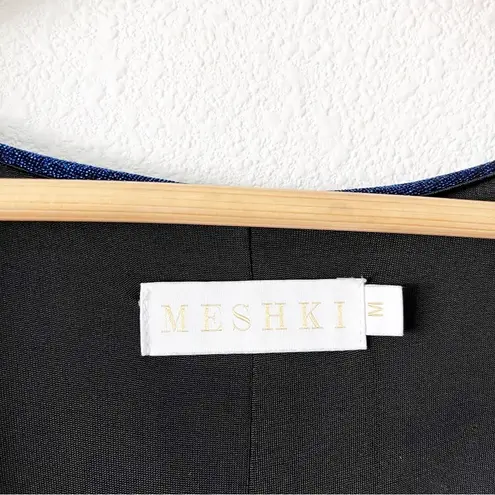 Meshki Blue Glitter Long Sleeve Cut Out Bodycon Mini Dress