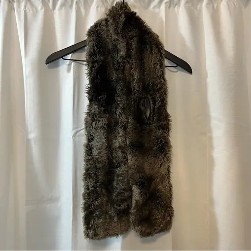 Restoration Hardware Faux Fur Slip Through Scarf 53 in X 5 in Brown