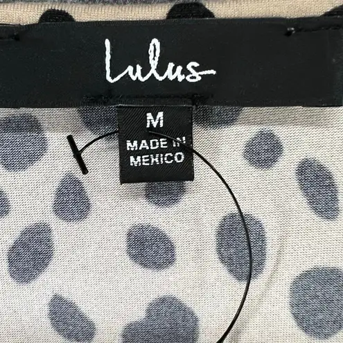 Lulus Wildly Trendy Bodysuit M Tan Black Cheetah Balloon Surplice Boho Chic Size M