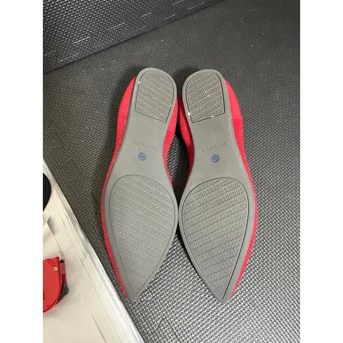 Rothy's  The Point Flat Women’s 10.5 Red Knit Fabric Ballet Flats Slip On Shoes