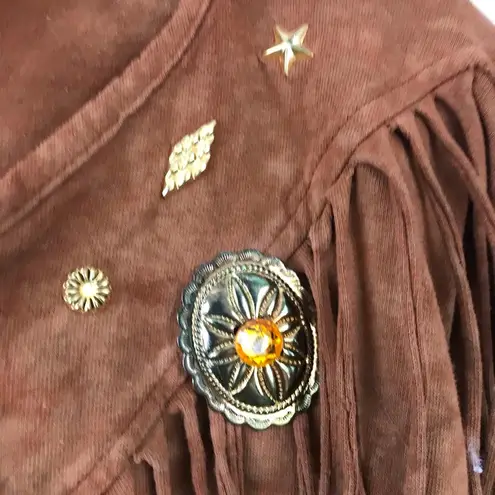 Vintage 80s Brown Cotton Tie Dye Southwestern Fringe Top Pants Set Outfit L XL Size undefined