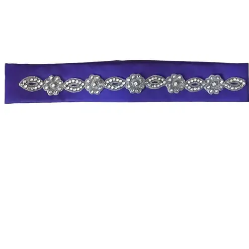 Purple satin/silk bridal belt with lace and pearl accents