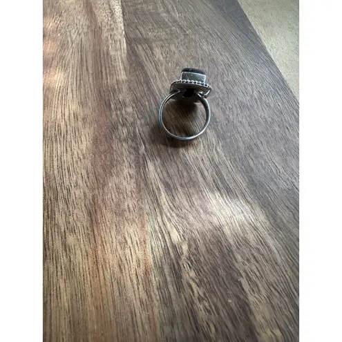 MOHAVE BLACK COPPER TURQUOISE NATURAL GEMSTONE 925 STERLING SILVER RING sz 6.5 - Image 2