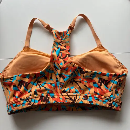 OFFLINE by Aerie Tropical Leaf Print Sports Bra Medium Support XL Orange Blue