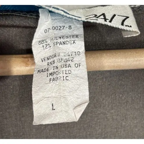 Denim 24/7 Babydoll Blouse Women’s L Silver Metallic Y2K Glam Party Holiday Size L