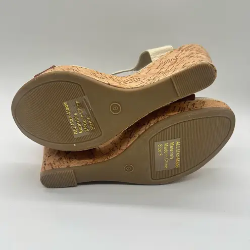 Diviana Sandal Womens Brown Cream 8 Ankle Strap Open Toe Wedge Sandal NEW