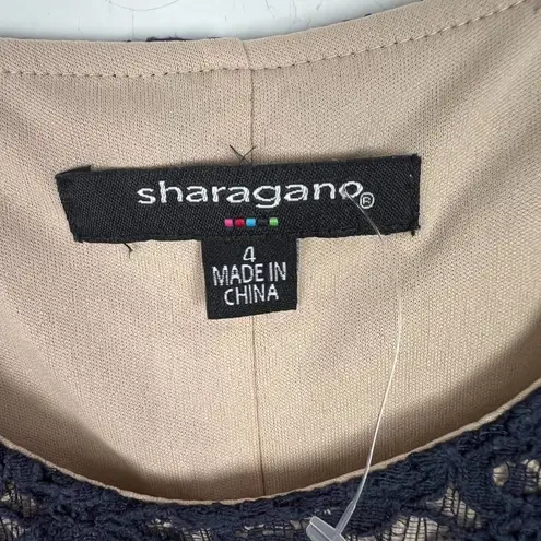 Sharagano NWT Lace Sleeveless Dress Navy Blue Size 4 NEW $108 I1318