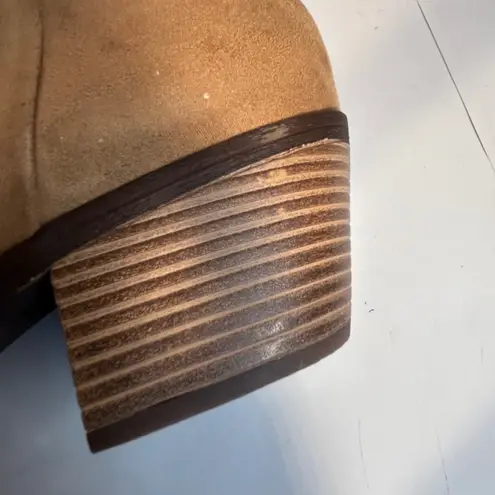 BP Shoes Women's Beige Sand Suede Fabric Upper Ankle Boots Block Heel 11M Tan Size 11