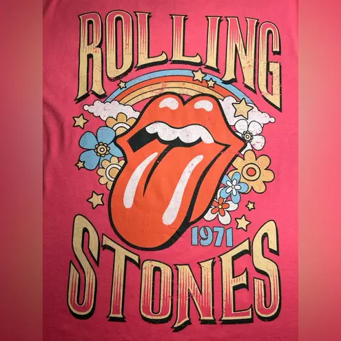 The Rolling Stones UK Tour 1971 Music Pink Casual Graphic T-Shirt,Womens|Sz:XXL