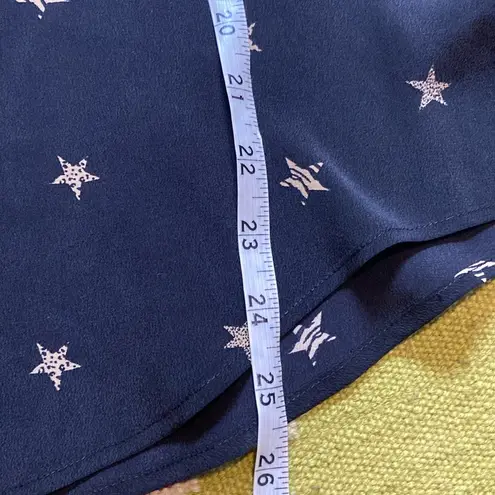 Rails Kate Silk Animal Stars Print Shirt (Sz Small) Black & Gold 100% Silk