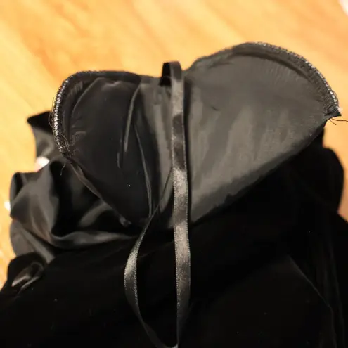 Maggy London Vtg 90s Velvet Black Button Front Midi Dress Emo Elegant Size 8P