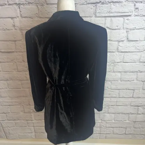 Amanda Smith Women’s Black Velvet Silk Blend Belted Shirt Jacket Dark Academia