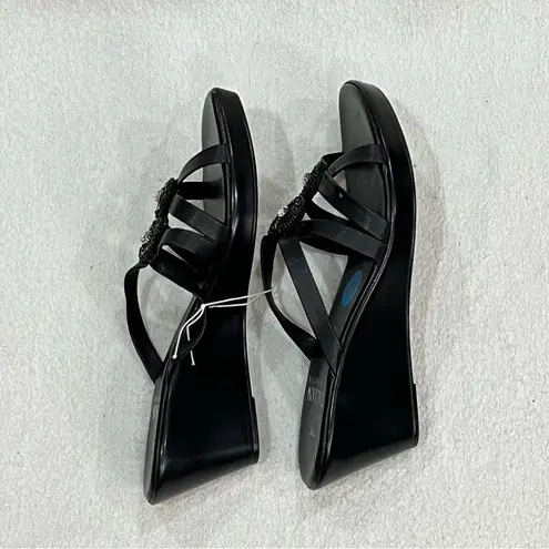 Italian Shoemakers Whitney Black Embellished Wedge Sandal Sz 10