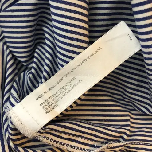 Eloquii Womens Blouse Top Cold Shoulder Ruffle Cotton Blend Striped Blue 28