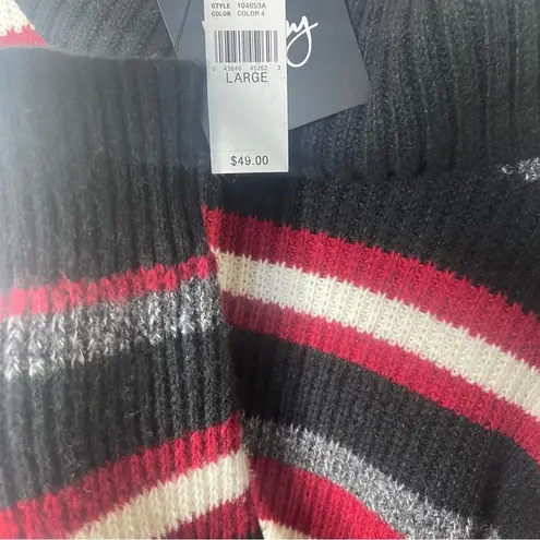 by & by Large Striped Turtleneck Sweater Red and White Black Size undefined