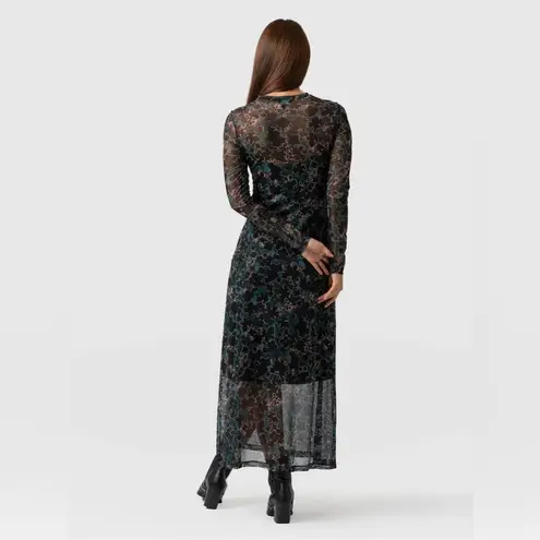 NWT Saint + Sofia Runway Mesh Dress in Green Twilight Floral Size US12