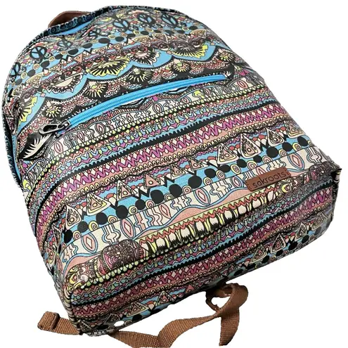 Sakroots Rockaway Backpack Aqua One World Peace Print Coated Canvas Boho Bag